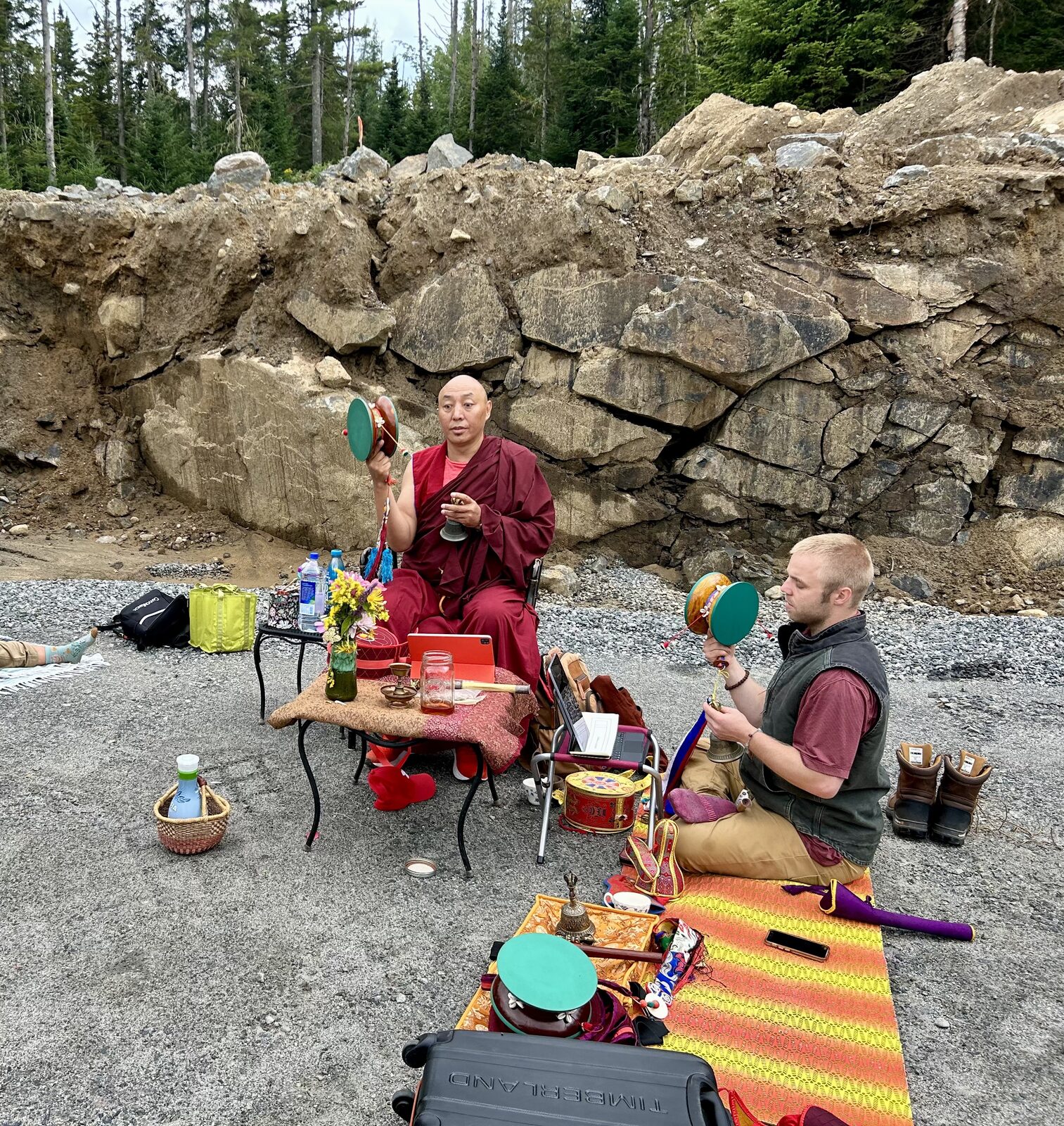 An outdoor Tibetan Buddhist ceremony